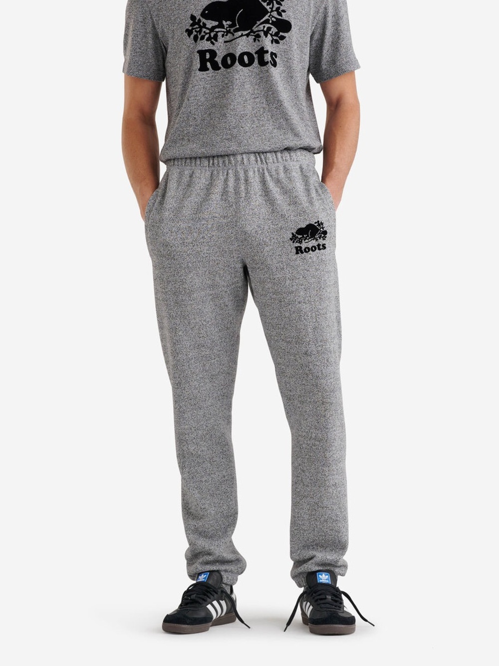 Roots Men's Heather Gray Logo Joggers